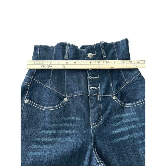 ChiQle Denim Architect Blue Women's High Corset Waist Buckle Back Jeans - Picture 6 of 10